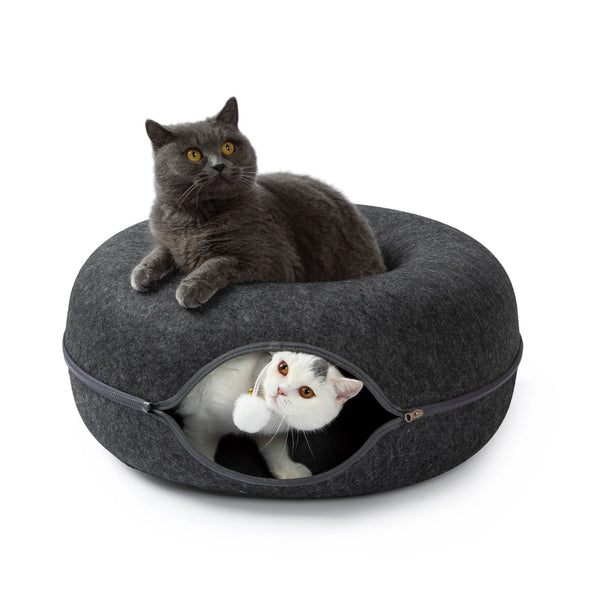 Large Donut Cat Bed - Spacious Peekaboo Cat Cave