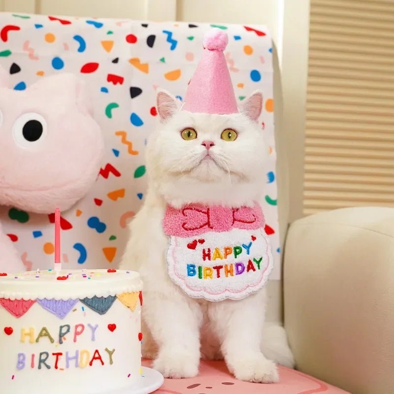 Adorable Pet Birthday Hat & Bandana Set