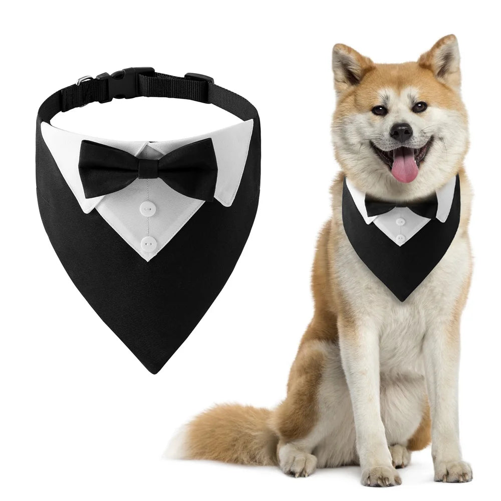 Adjustable Bow Tie Tuxedo Bandana