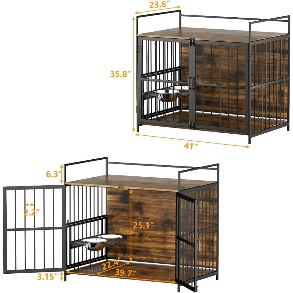 ROOMTEC Furniture Style Dog Crate with 360° & Adjustable