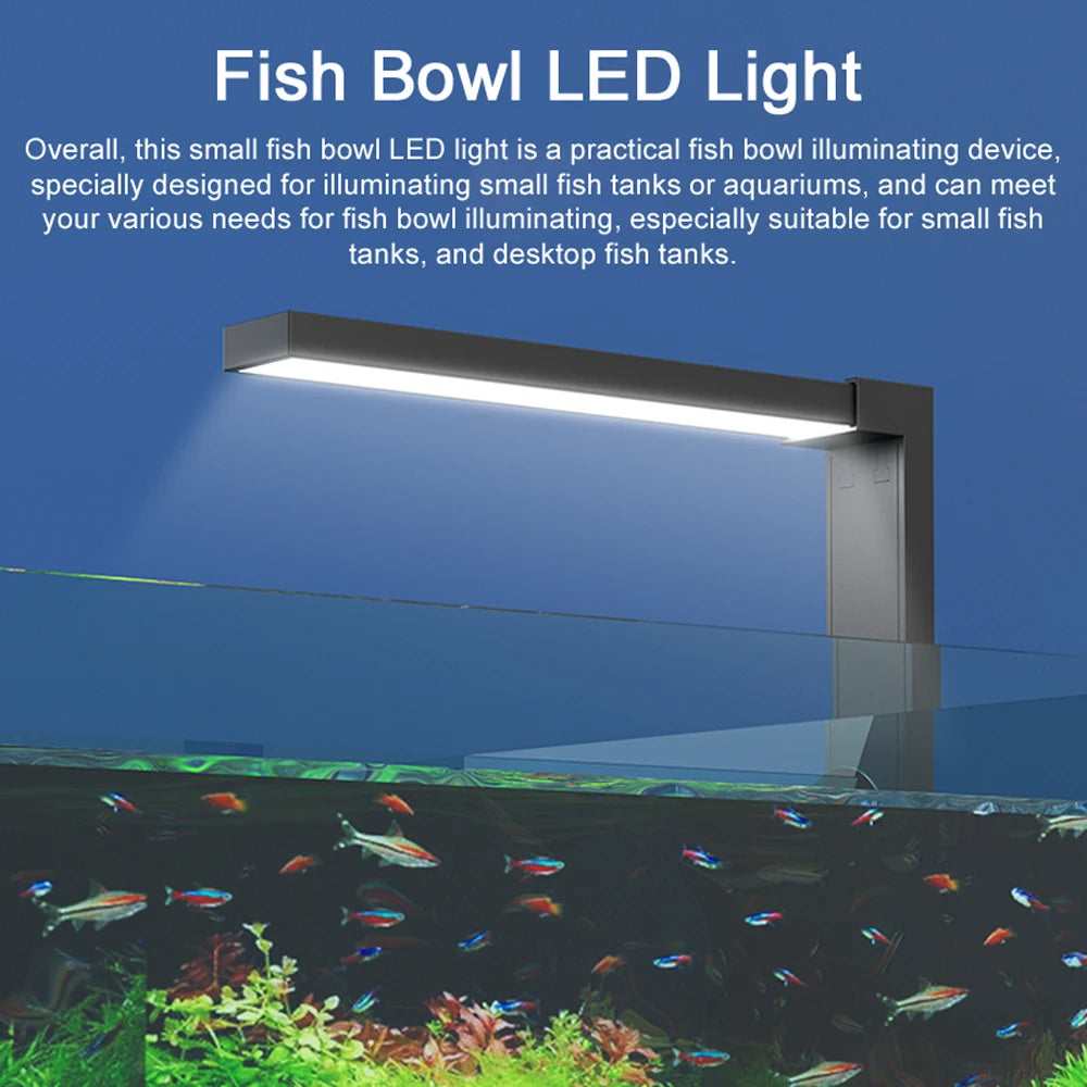 ABS Small Fish Bowl LED Light Desktop Aquarium Algae Aquatic Plant