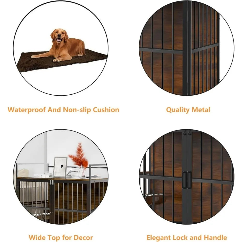 ROOMTEC Furniture Style Dog Crate with 360° & Adjustable