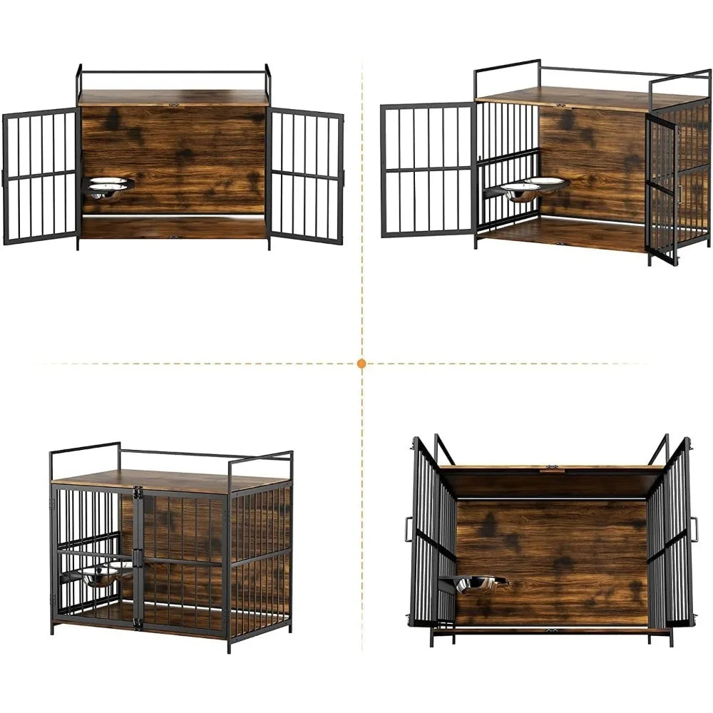 ROOMTEC Furniture Style Dog Crate with 360° & Adjustable