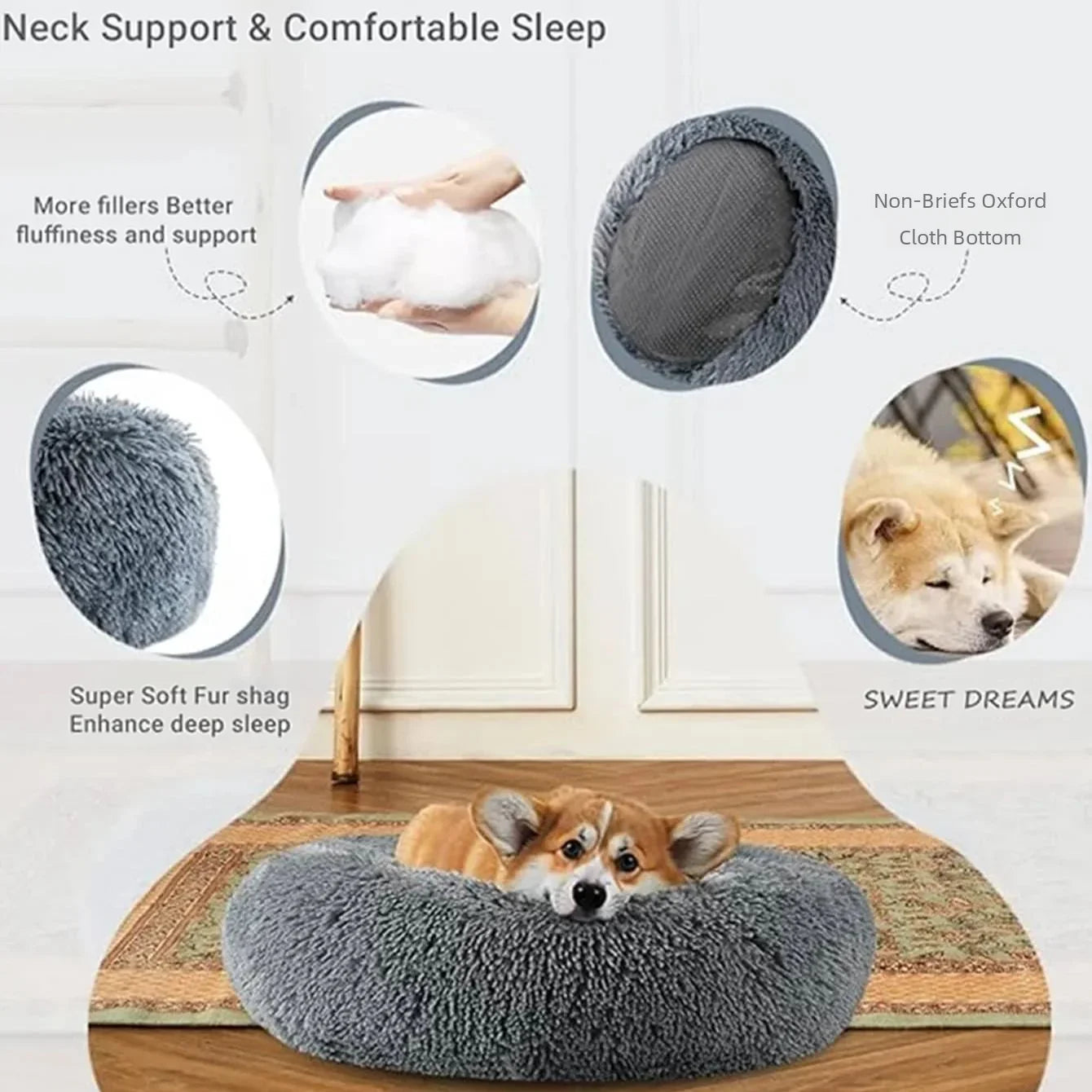 CozyNest Round Plush Pet Bed