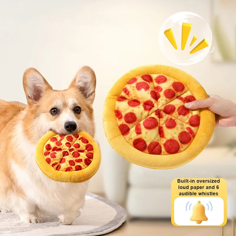 Plush Dog Toy Doughnut/Pizza Shape Squeaky Toys