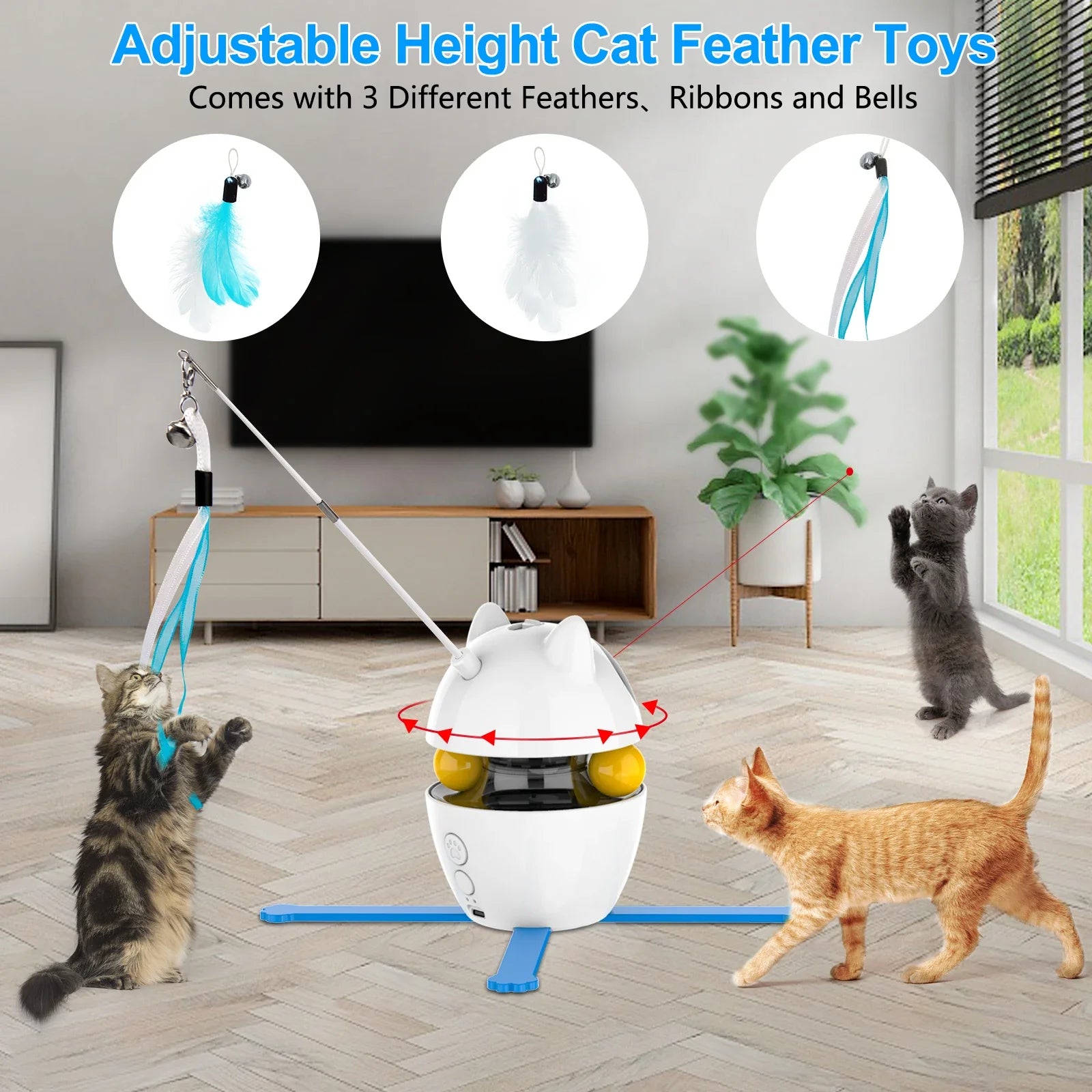 Remote Control Smart Electric Cat Toy,Interactive Cat Toys Indoor Cats Gravity Automatic Mobile Car Toy Cat Mouse Toys Moving Toy Usb Rechargeable Blue