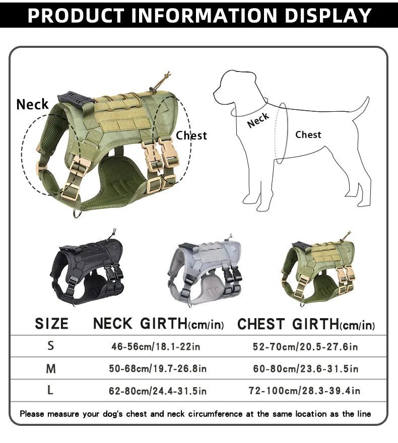 Pet Accessories Dog Harness Tactical Vest Outdoor Training Walking