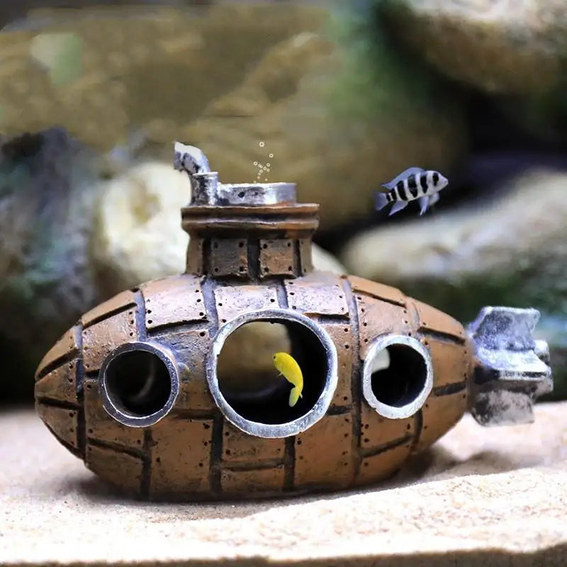 Resin Submarine Fish Shrimp Shelter Cave