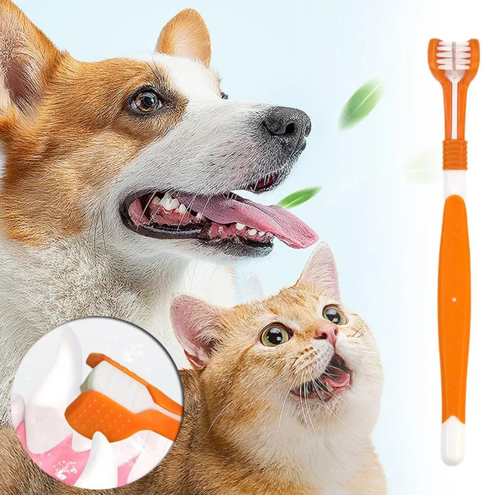 3 Sided Pet Toothbrush Dog Plastic Toothbrush