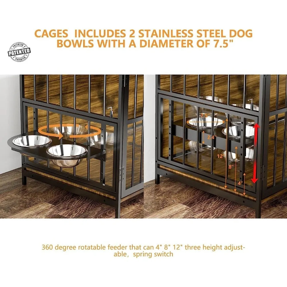 ROOMTEC Furniture Style Dog Crate with 360° & Adjustable