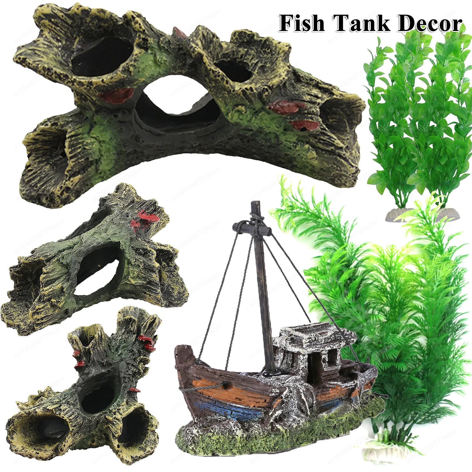 Aquarium Hollow Log Decor Multifunction Resin Fish