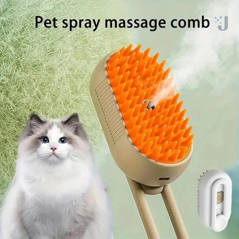 Pet Spray Massage Brush 3 in 1 One Button Steam Spray