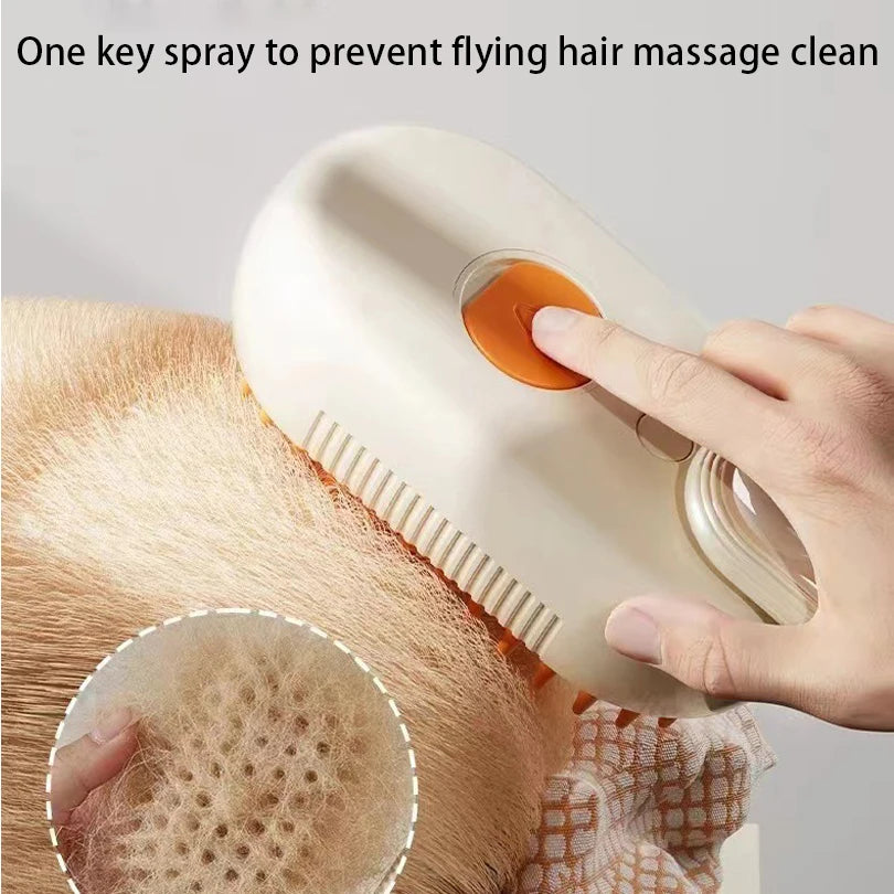 Pet Spray Massage Brush 3 in 1 One Button Steam Spray